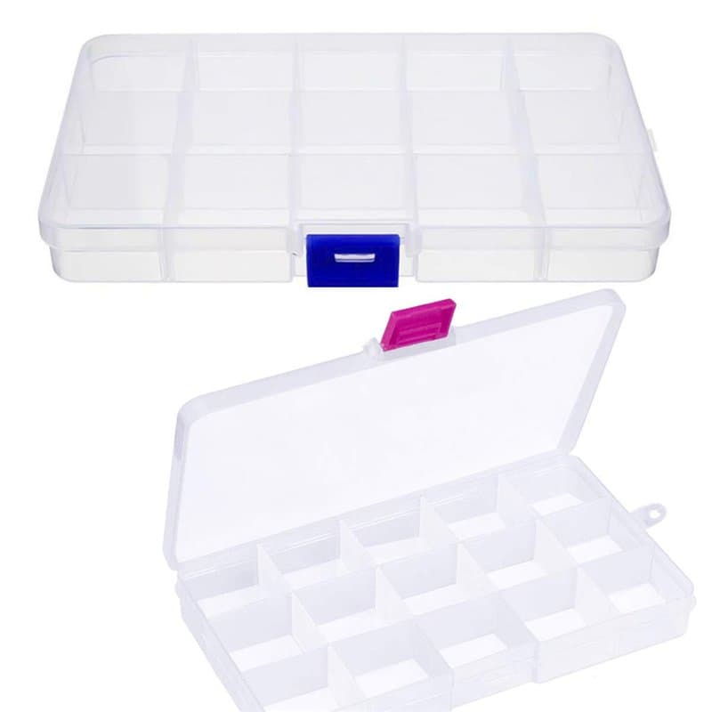 Kissral 2pcs Petite Boite de Rangement avec Couvercle Transparent Boite Plastique Ajustable Boite de Rangement Compartiment pour
