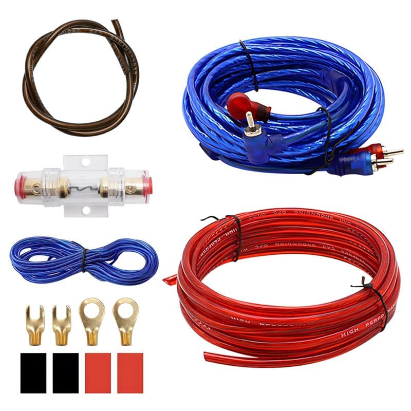Vexran Kit de connexion de câbles ampli voiture, ensemble de câbles de voiture caisson de basses 10 GA, ensemble de câbles d'amp