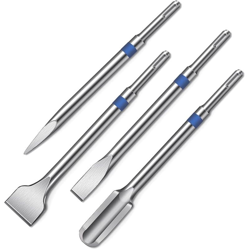 HYCHIKA Jeu de burins SDS Plus, 4pcs comprenant un burin à carrelage de 40mm, un burin plat de 20mm, un burin à canaux de 25mm e