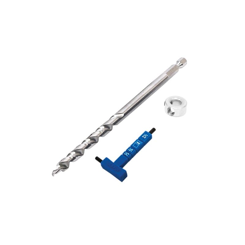 Kreg Easy-Set Micro Pocket Hole Jig Foret étagé avec jauge de mesure et bague de réglage de profondeur – Tige hexagonale standar