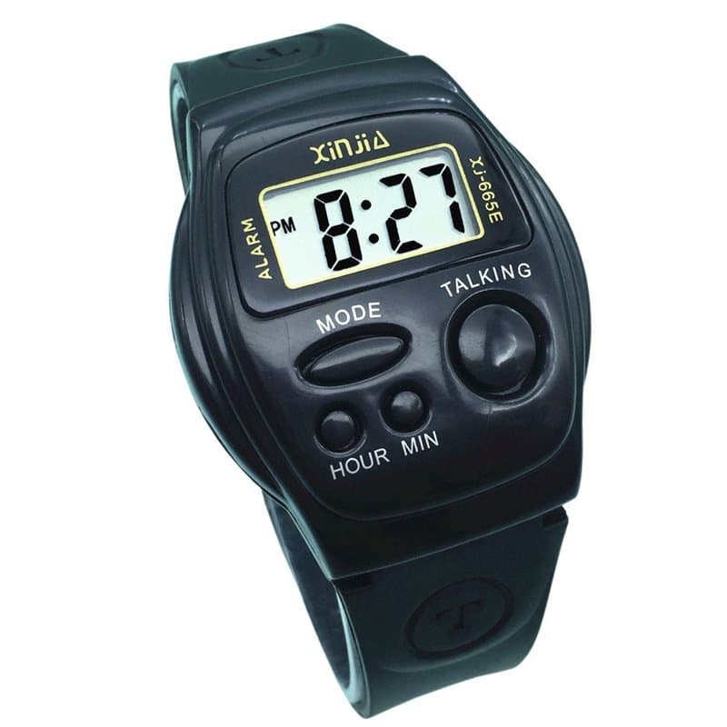 VISIONU Montre Parlante Digitale Noir avec Alarme Annonce de l'heure en Français pour Aveugle et Les Personnes Malvoyant FR-665T