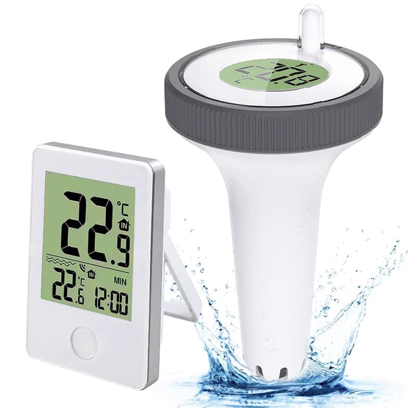 Thermomètre Piscine Flottant, Thermomètre de Piscine Numérique, Thermomètre Numérique Sans Fil avec écran LCD, Thermomètre Intér