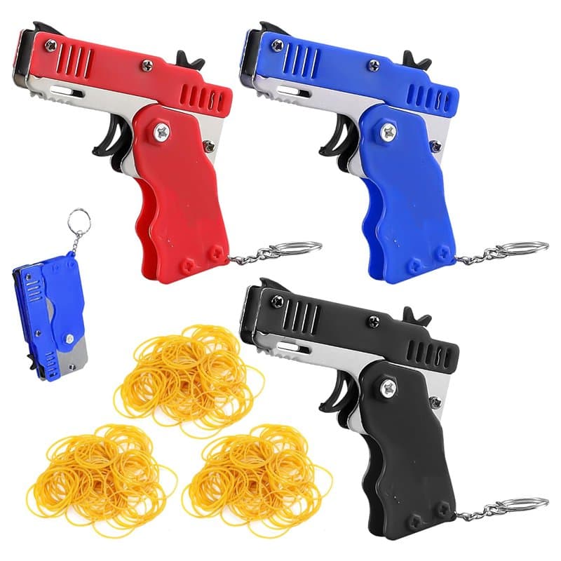 UDNFHL Joue-Clés De Modèle De Pistolet en 3 Pièces Et Élastique 180 Pièces, Jouets Créatifs, Jouets pour Enfants, Pendentifs Pli