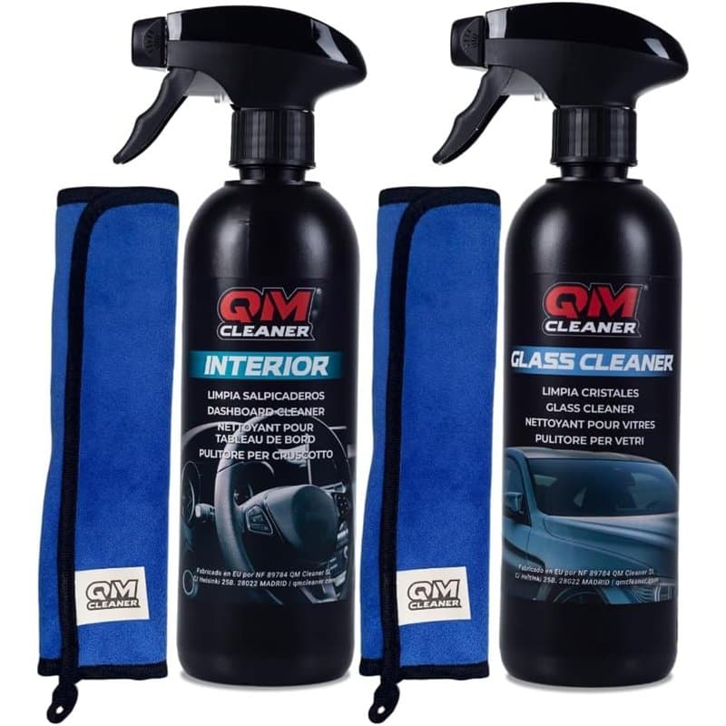 QM Cleaner Kit de nettoyage de véhicule nettoie le tableau de bord, le plastique, le verre et l'écran | Comprend un nettoyant po