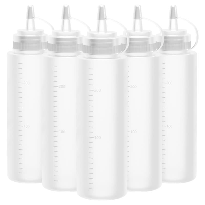 Lestiven Bouteille Sauce, Recipient Sauce, 5 Pcs 250ml Bouteille à Condiments, Bouteille de Sauce,8oz Presser Les Bouteilles, Tr