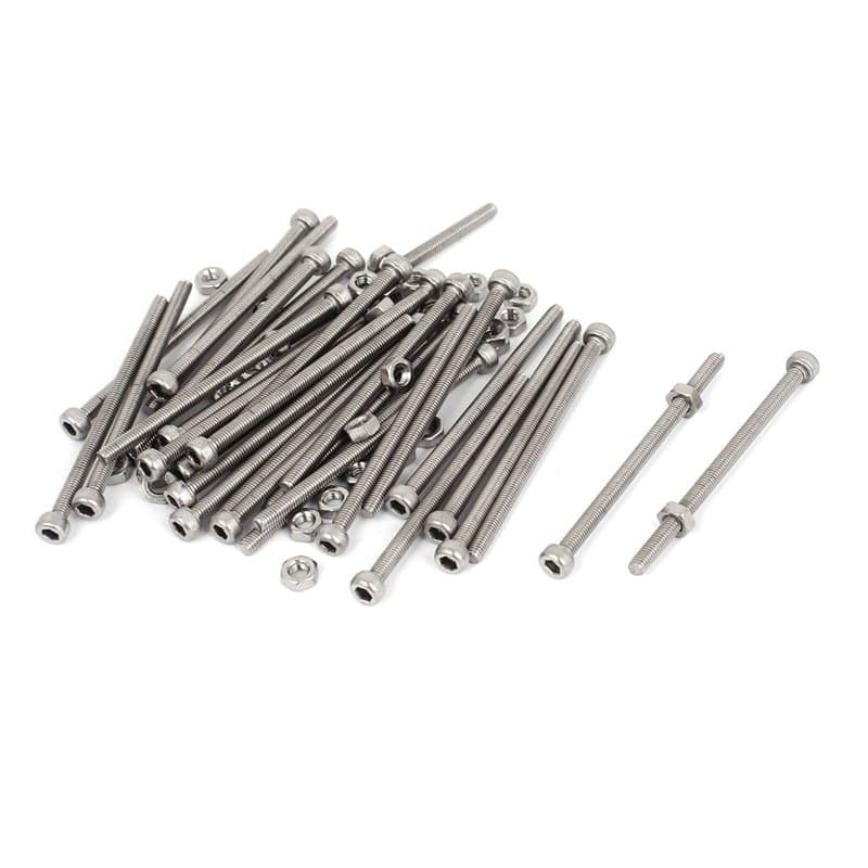sourcing map 30pcs M3 x 50 mm Vis à tête hexagonale avec écrous de serrage à capuchon plastique