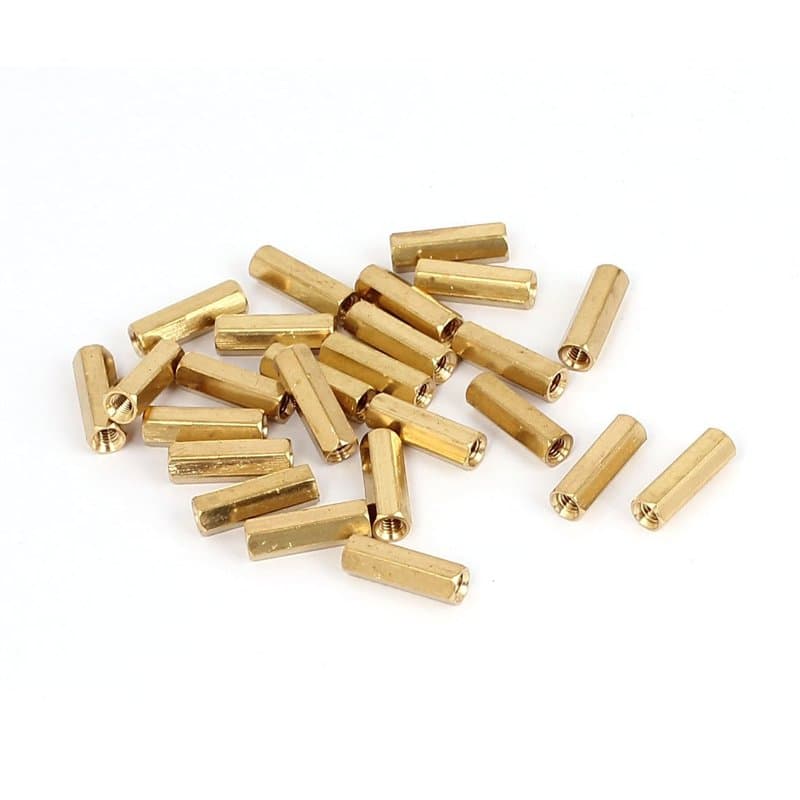 sourcing map Entretoise Hexagonale Écrou Filetage Femelle M3 x 15mm Laiton 25Pcs