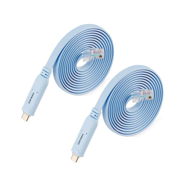 Lot de 2 câbles de console USB-C vers RJ45 pour routeurs Cisco, routeurs AP, commutateur, Windows, Linux, Mac OS