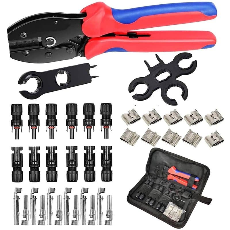 QeeHeng Kit d'outils de sertissage le connecteur de câble solaire, 6 paires de connecteurs de panneau solaire mâle/femelle, 1 ou