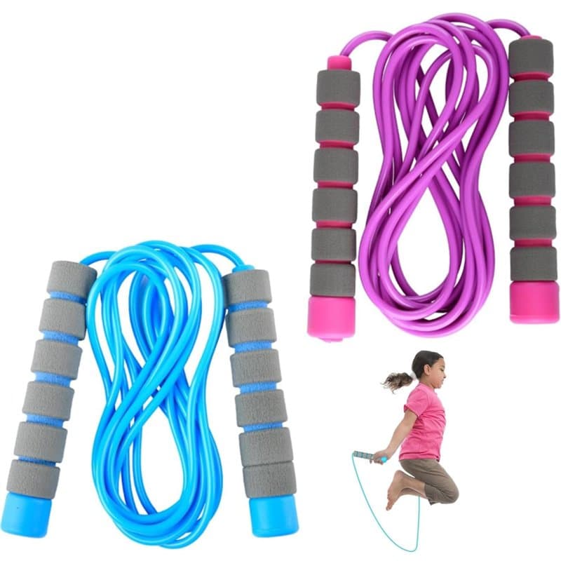 Corde à Sauter Enfant,2PC Corde a Sauter Reglable avec poignées en mousse Corde à Sauter pour Garçons Et Filles 3-12 Ans Corde a
