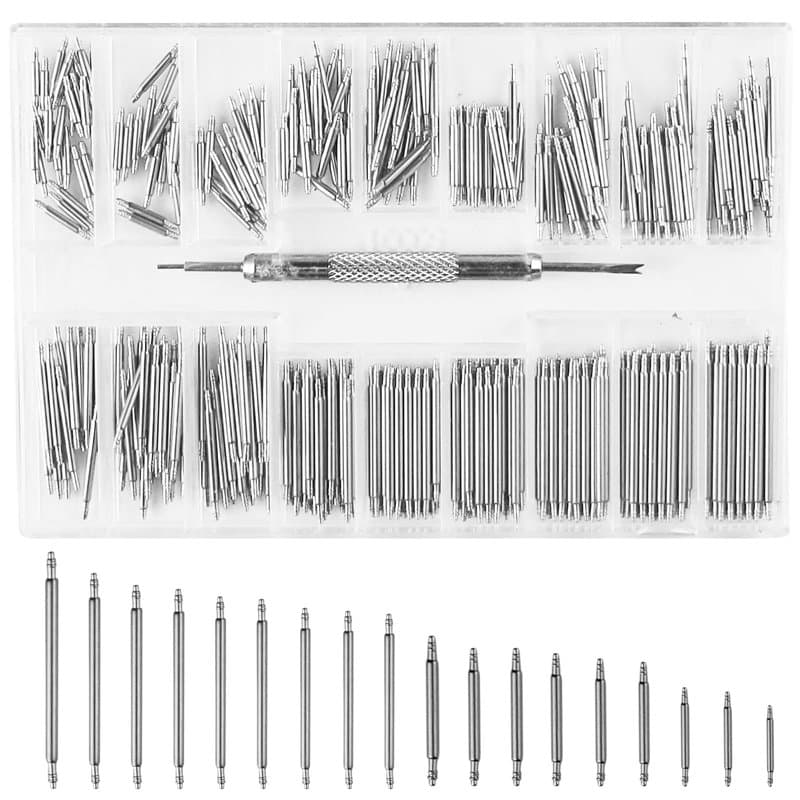 REBECASKYENS Lot de 360 barrettes à ressort pour bracelet de montre, en acier inoxydable, goupilles à ressort, 8-25 mm de diamèt