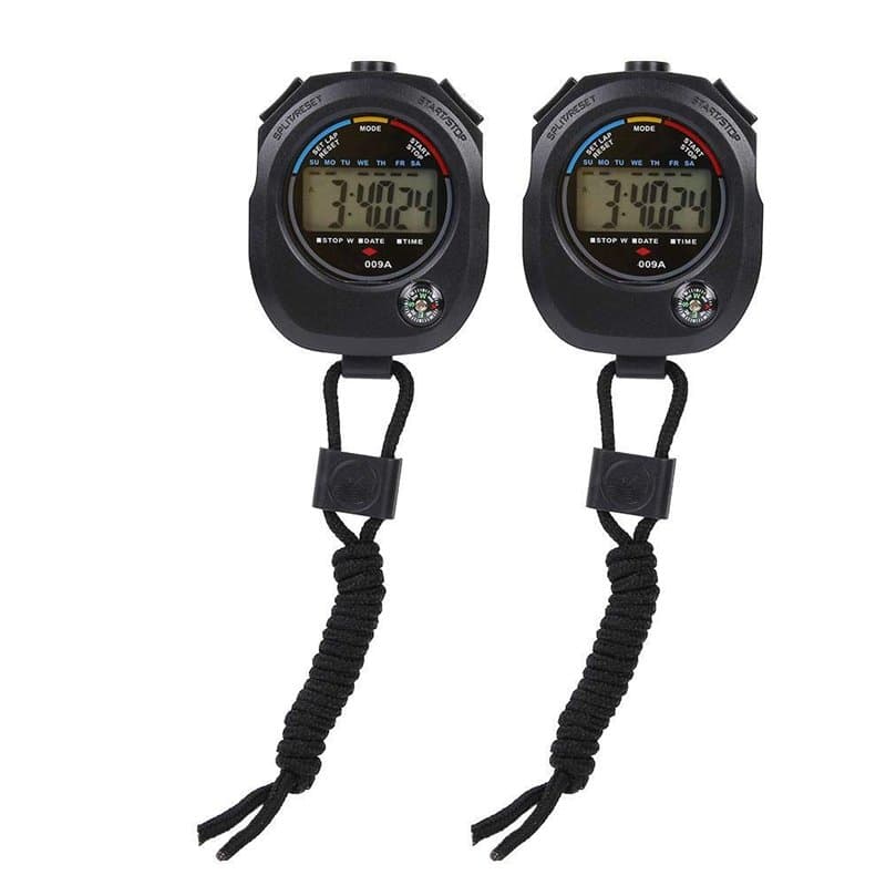 Tbest Chronomètre Sport, Multifonctionnel Portable LCD Chronomètre Minuterie pour/Course/Natation, Noir
