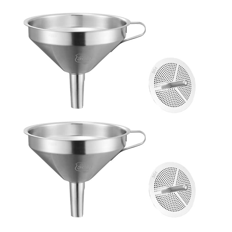 Orssmigs 2 Pièces Entonnoir Inox, Entonnoir Alimentaire, Entonnoir en Acier Inoxydable Entonnoir de Cuisine avec Filtre Entonnoi