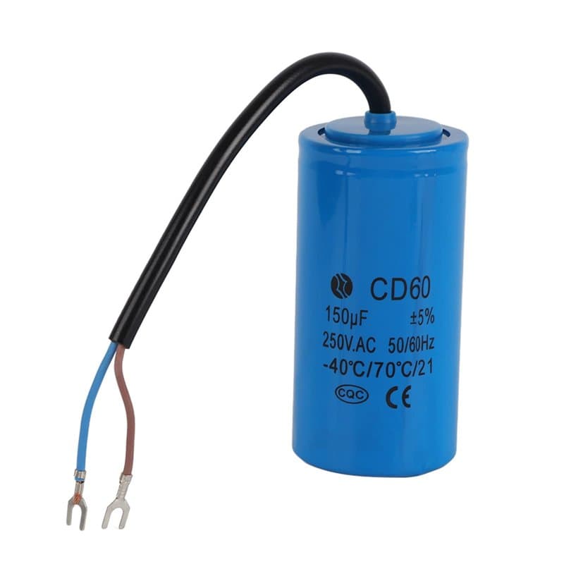 Condensateur CD60, condensateur courant avec fil conducteur 250V CA 150uF 50/60Hz pour compresseur d'air de moteurcondensateur d