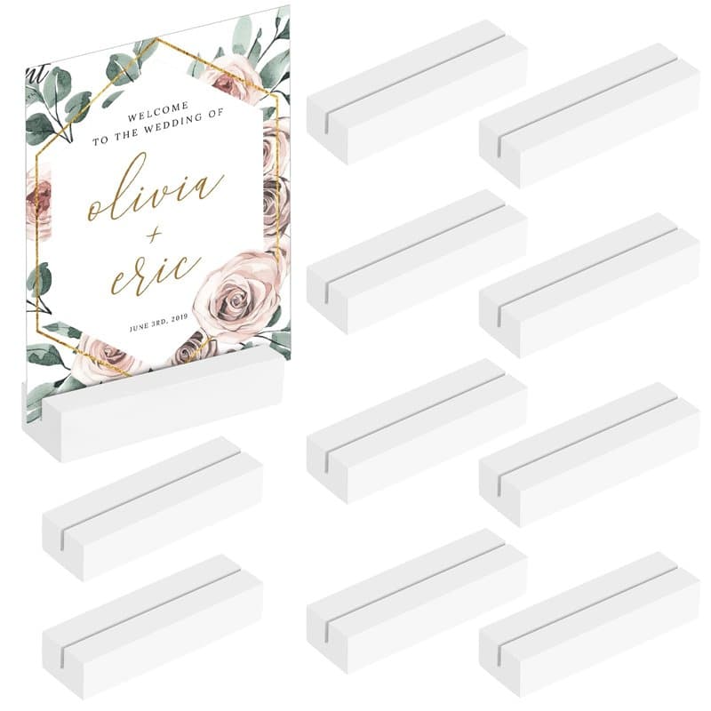 Sprifityy 10 Pièces Porte Carte Bois,porte-cartes en bois de hêtre,porte-cartes photo en bois pour mariages,banquets et fêtes,po