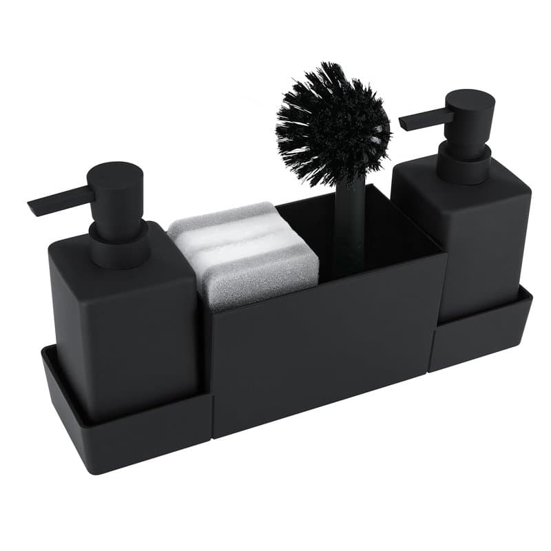 Pavlleen Distributeur de Savon de Cuisine avec Porte-éponge pour évier,Distributeur Liquide Vaisselle,Distributeur Liquide Vaiss