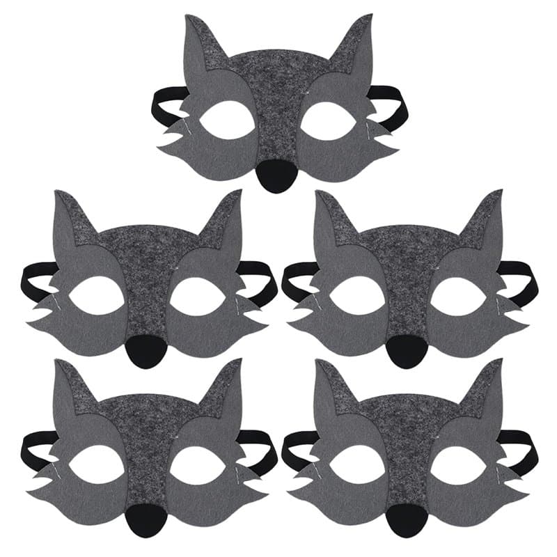 LCIEFKAE 5 Morceaux De Masque De Loup Gris, Masque De Loup, Masque De Masqueme, Costume De Jeu De Rôle, Masque Animal, Décoratio