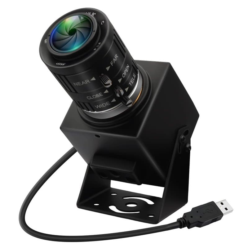 ELP Caméra USB 48 MP 8K Ultra HD USB avec Objectif Zoom Manuel 3,6 à 10 mm 3X Webcam pour Ordinateur Lightburn Caméra Gros Plan