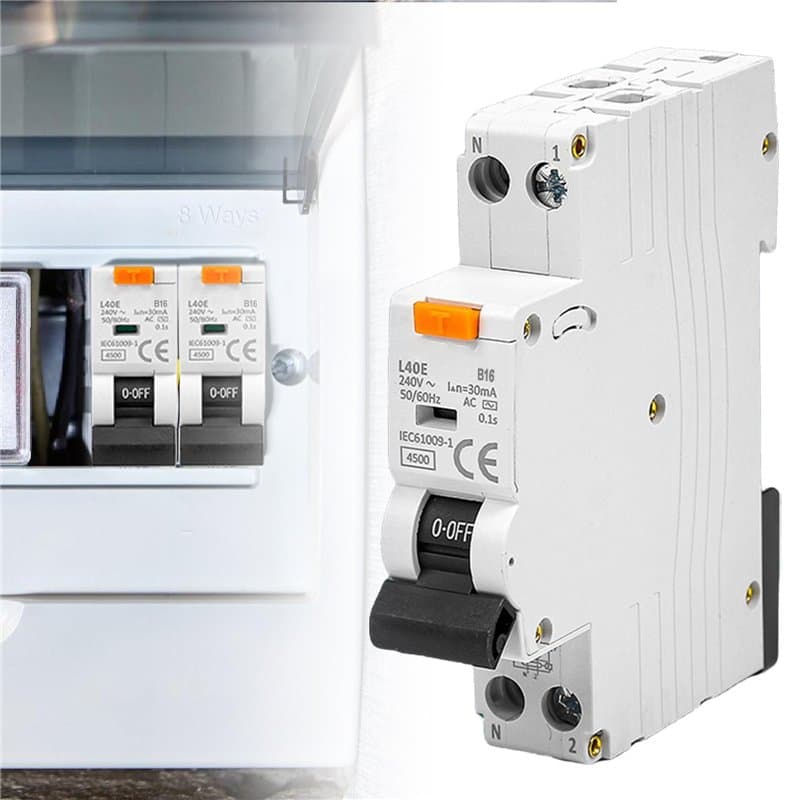Interrupteur FI/LS - 30 mA - Disjoncteur différentiel - Disjoncteur FI 1P+N 6kA - 16 A - Courant nominal - Disjoncteur protégé R