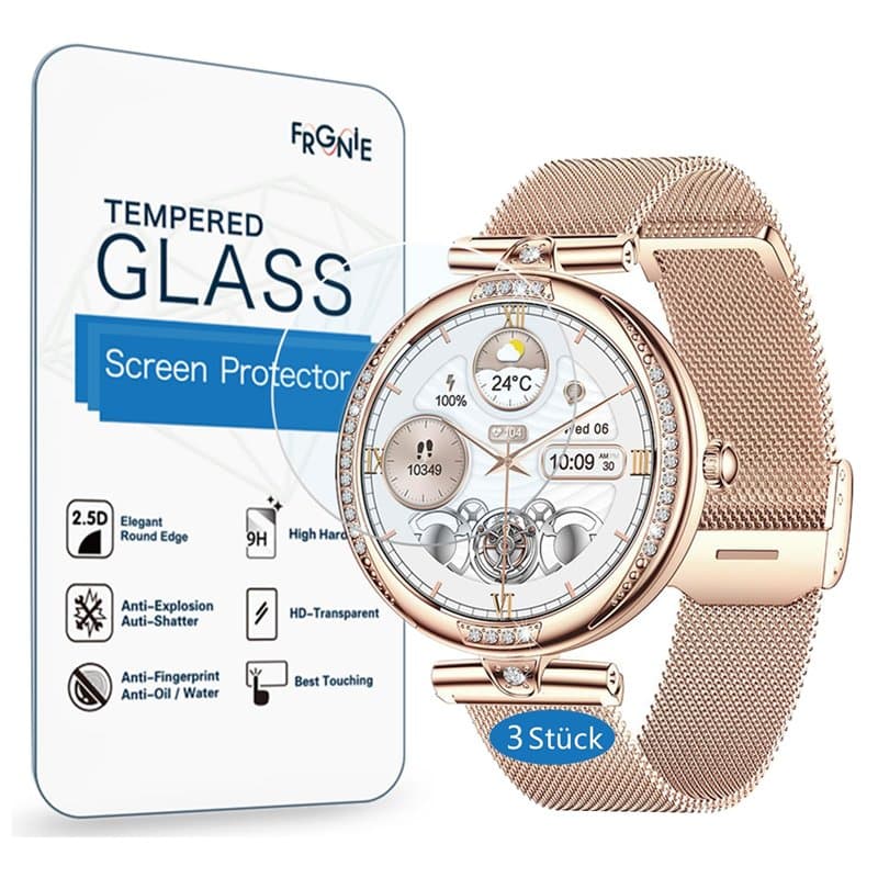Frgnie Lot de 3 films de protection d'écran en verre trempé compatibles avec la montre connectée Shepatio 1,19", compatible avec