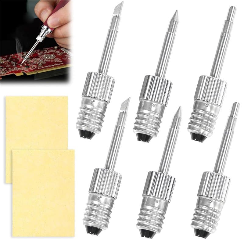 WIYETY Lot de 6 pointes de fer à souder de rechange, interface USB E10, panne à souder sans fil pour fer à souder électrique en