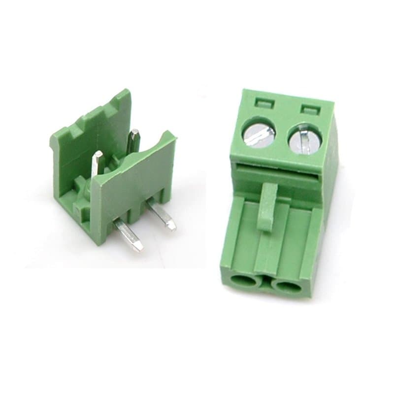 Oiyagai Lot de 20 Ensembles de Blocs de Bornes à Vis, 2 Broches, 5,08mm, Angle Droit, Mâle et Femelle pour PCB