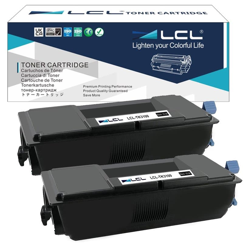 LCL Cartouche de Toner Compatible TK3100K TK3100 TK-3100 1T02MS0NL0 12500Pages (2Noir) Remplacement pour Kyocera ECOSYS FS-2100D