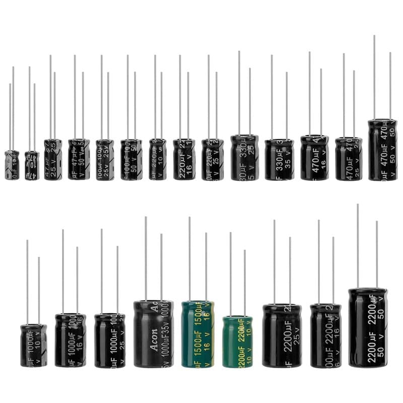 QWORK® 23 Valeurs 300Pcs Assortiment de Condensateurs Électrolytiques Aluminium 10uF à 2200uF 10V-50V, Haute Précision