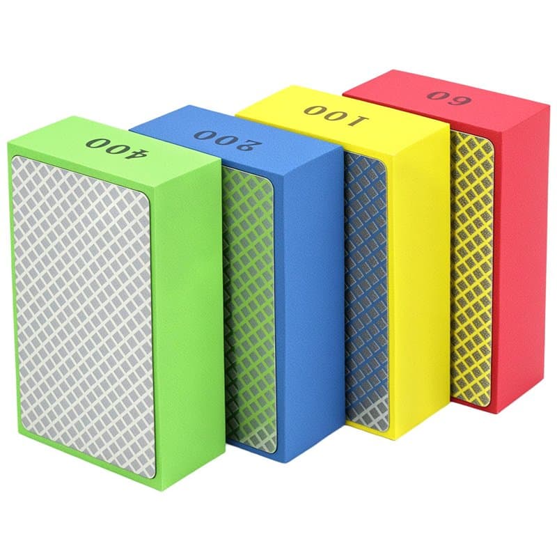 QWORK® 4Pcs Éponges de Ponçage en Diamant pour Polissage et Rénovation – Grains 60/100/200/400# pour Carreaux, Céramique, Verre,