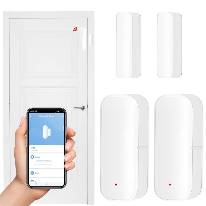 WIYETY Lot de 2 capteurs de porte WiFi, capteur d'alarme de porte, capteur de contact de fenêtre sans fil, capteur de contact in