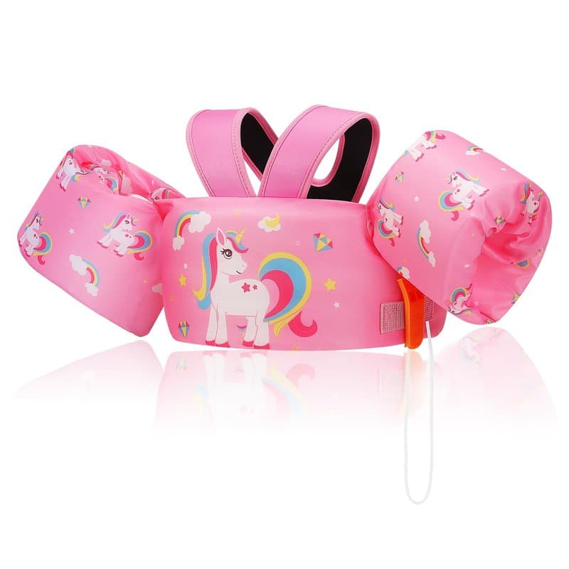 MoKo Gilet de Natation Ajustable pour Enfants de 20 à 50 lbs, Brassard de Natation à Double Usage, Flotteurs de Piscine avec Sif