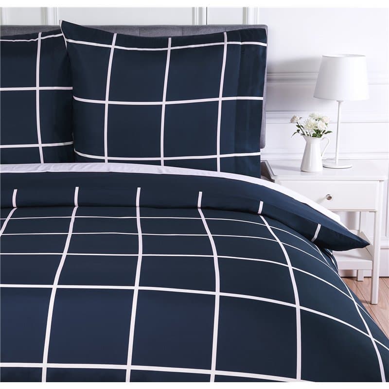 Amazon Basics Parure de lit 2 pièces en microfibre, housse de couette 135 x 200 cm et 1 taie d'oreiller 80 x 80 cm, bleu marine
