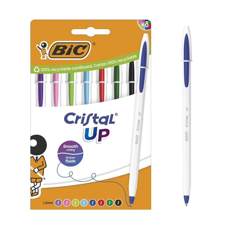 BIC Cristal Up Stylos-bille Pointe Large (1,2 mm) avec corps bicolore - Encres classiques et fantaisie de couleurs assorties, pa