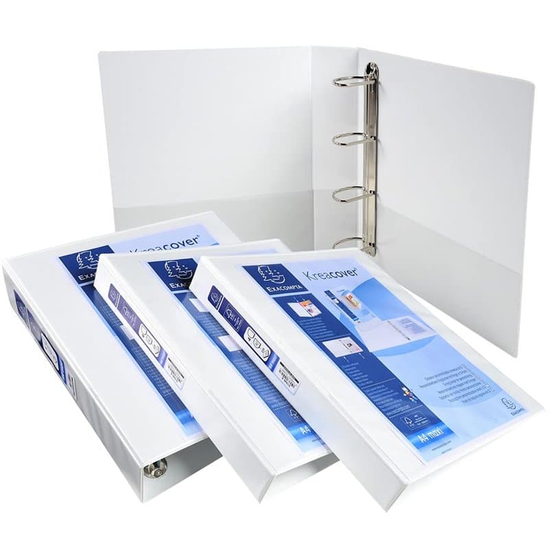 Exacompta - réf. 51840E - Carton de 10 classeurs opaque rigide personnalisable 3 poches - 4 anneaux en D de 15 mm - Dimensions e