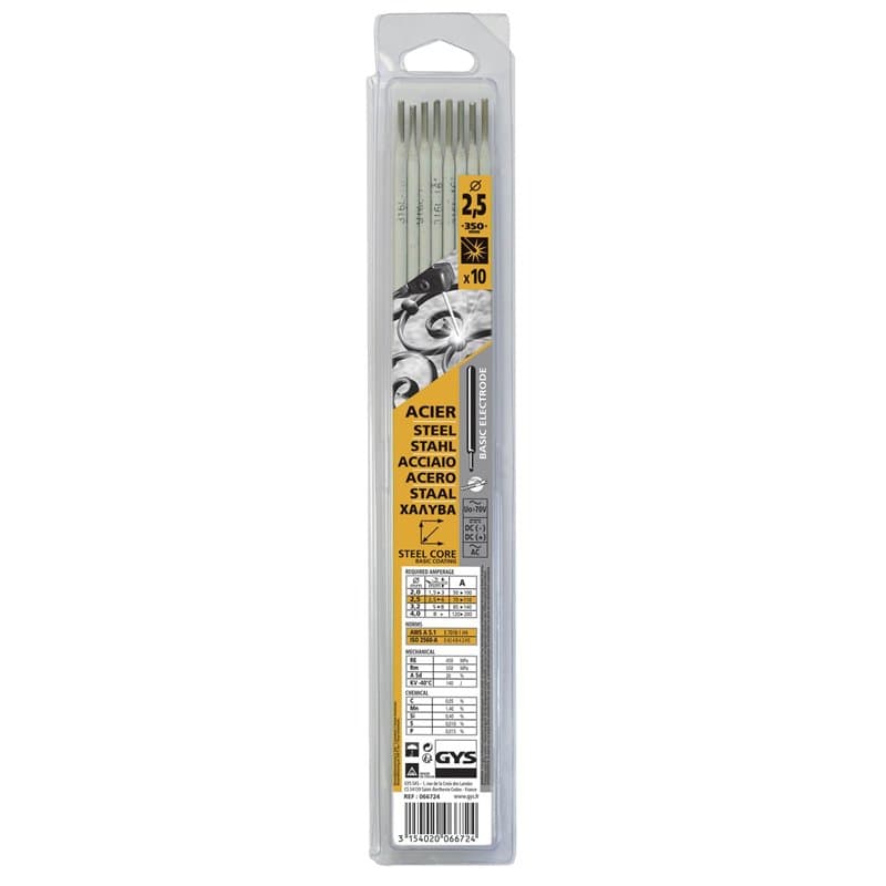 GYS - 10 Électrodes enrobées basiques E7018 Ø 2,5 mm - Blister