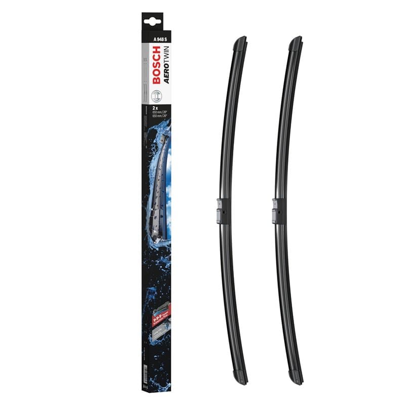 Bosch Balais d'Essuie–Glace Plats Aerotwin A948S, Longueur: 650mm/650mm – 1 Paire de Balais avant