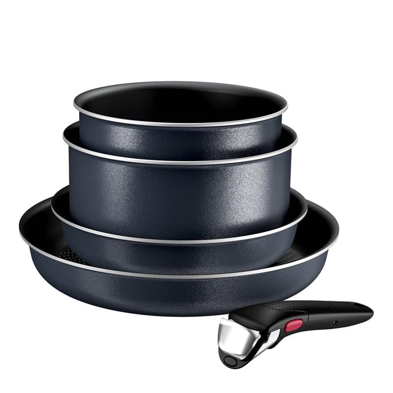 Tefal Ingenio Enjoy, Batterie de cuisine 5pièces, Poêles et casseroles légères, Technologie Light Tech, Poignée amovible, L72392