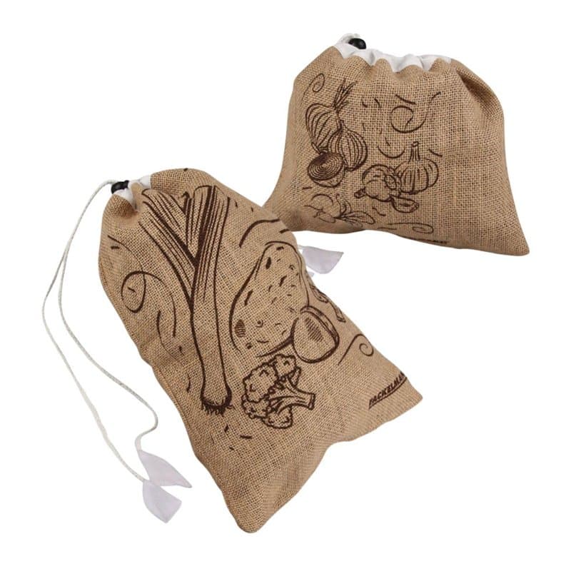 Fackelmann 9907650 Ensemble de 2 sacs à légumes réutilisables en jute, sac pour provisions, sac de courses, sac à légumes, Coton