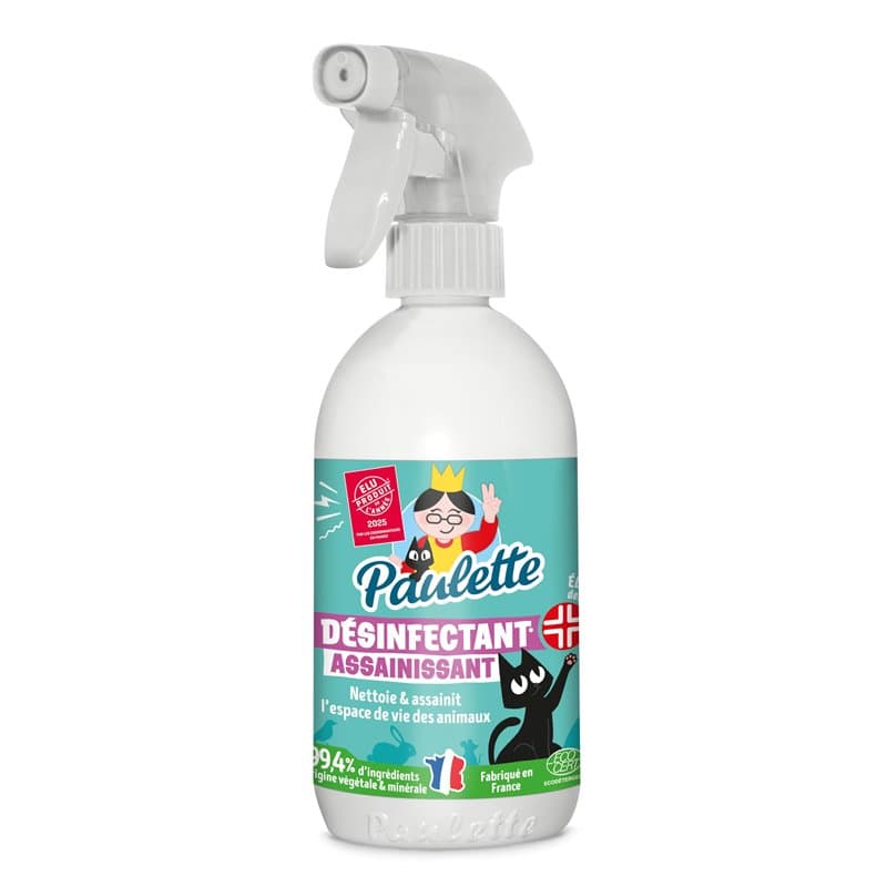 Paulette - Désinfectant Assainissant Animaux - Multi-Surfaces - 99,4% Naturel, Certifié Ecocert - Fabriqué en France - Parfum Pi