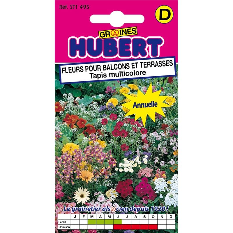Graines de Fleurs Pour Balcons & Terrasses - Tapis Multicolore - 1,5 grammes