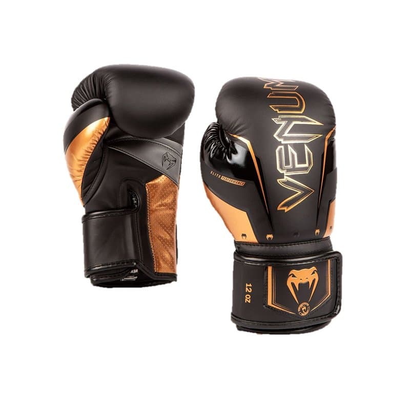 Venum, Elite Evo Gants de boxe, Mixte Adulte, 10 Oz, Noir/Bronze