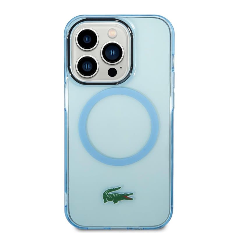 Lacoste LCHMP15LULOLB Coque pour iPhone 15 Pro 6,1" Bleu Coque rigide transparente