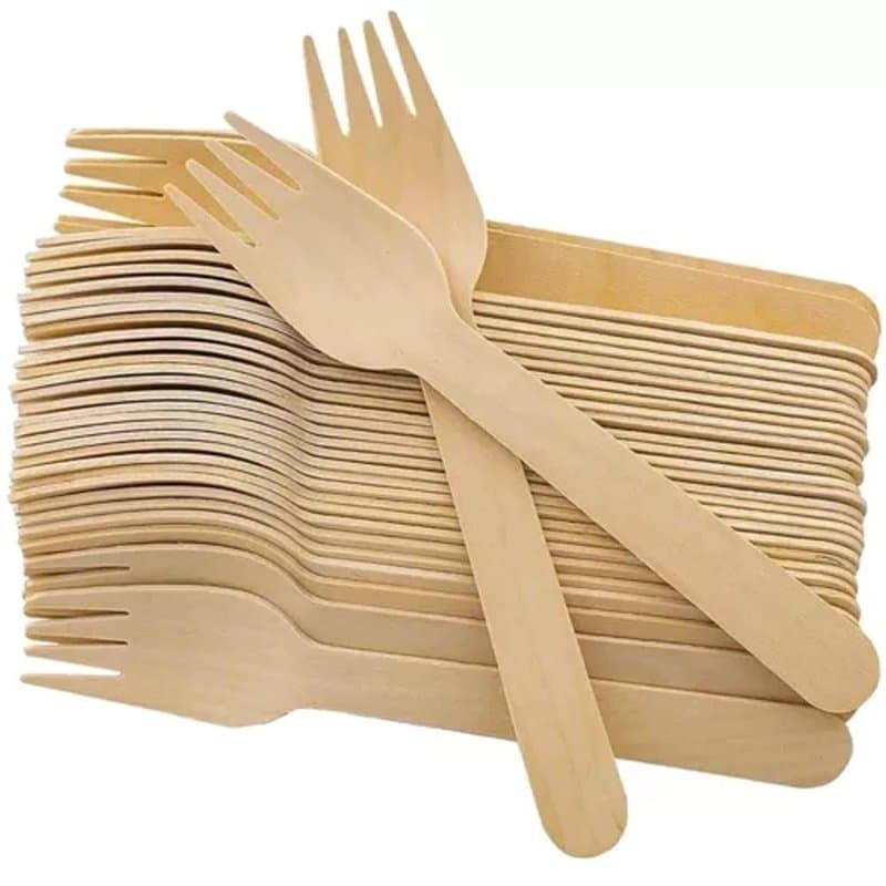 PARENCE.- Lot de 100 Fourchettes en Bois - Couverts en Bois Jetables, Fourchettes Ustensile pour fête, Anniversaire, Camping, Pi