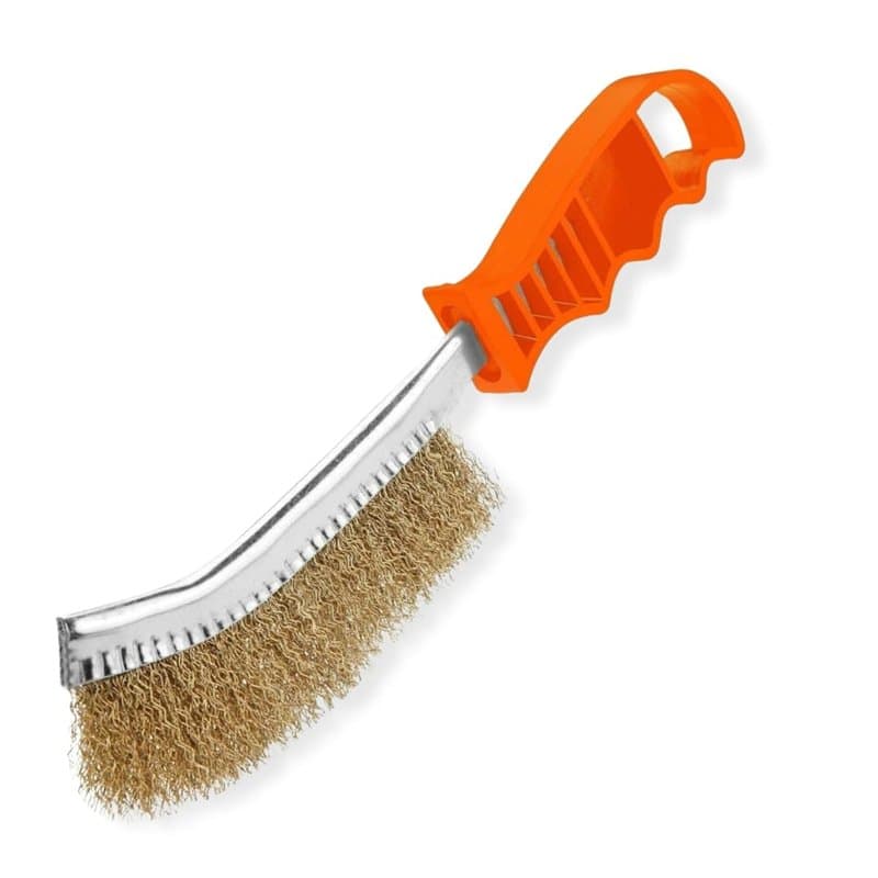 PARENCE.- Brosse en Laiton avec Manche en Plastique - Borsse métallique en Acier Polyvalente Nettoyage Décapage - Bricolage, Méc