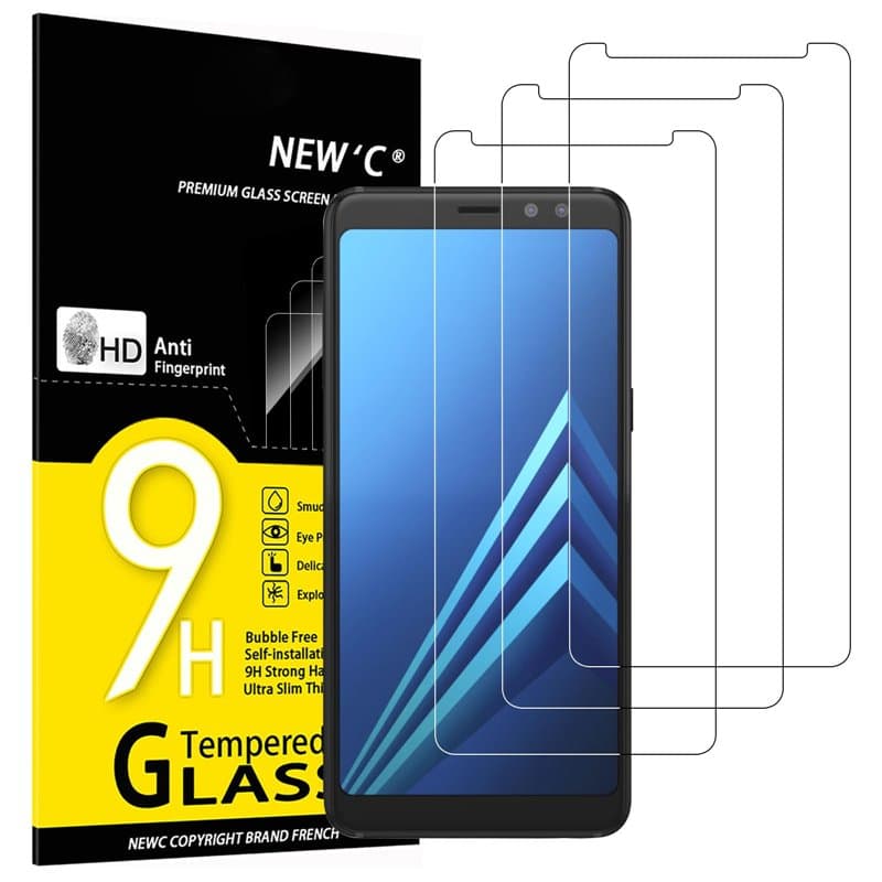 NEW'C Lot de 3, Verre Trempé pour Samsung Galaxy A8 (2018), Film Protection écran sans Bulles d'air Ultra Résistant (0,33mm HD U