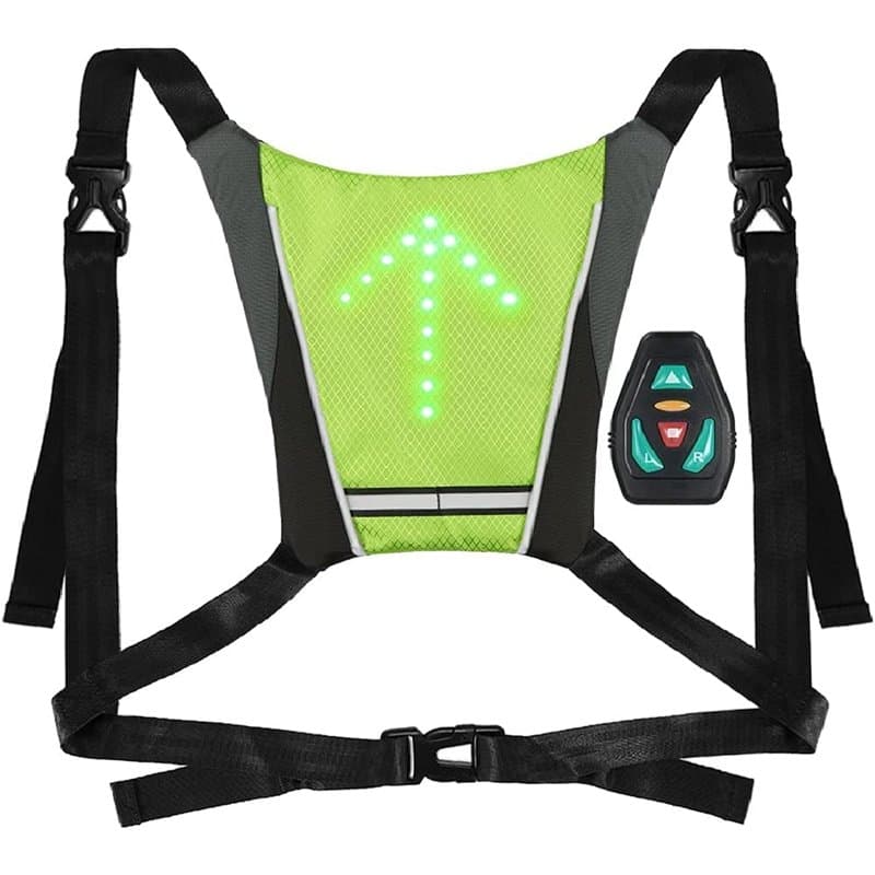 AMNN Gilet de Cyclisme à LED, Gilet réfléchissant à LED avec indicateur de Direction - Télécommande, Feux de Direction, Recharge