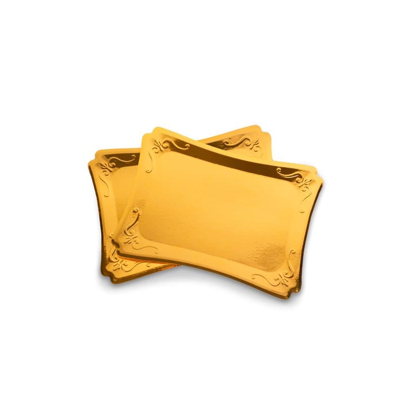 ZOLA PARTY – Lot de 10 Plateaux Jetables en Carton Doré – Présentoirs à Gâteaux, Pâtisseries, Apéritifs, Buffets, Hors-d’œuvre,
