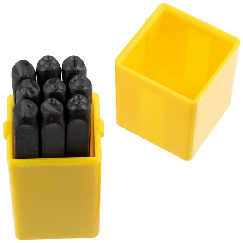 AERZETIX - C45939 - Lot/Jeu/Kit de 9 Chiffres pour Gravure de 0 à 8 à Frapper 5mm - Boîtier/Support pour Poinçons - Tampon/Symbo
