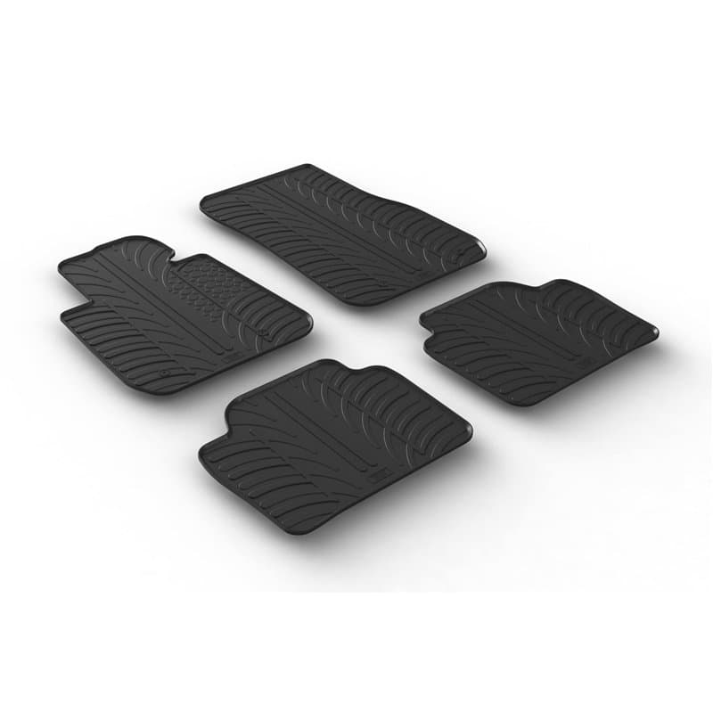 Set tapis de caoutchouc compatible avec BMW 3 serie F30/F31 2012-2019 (T profil 4-pièces + clips de montage), Noir