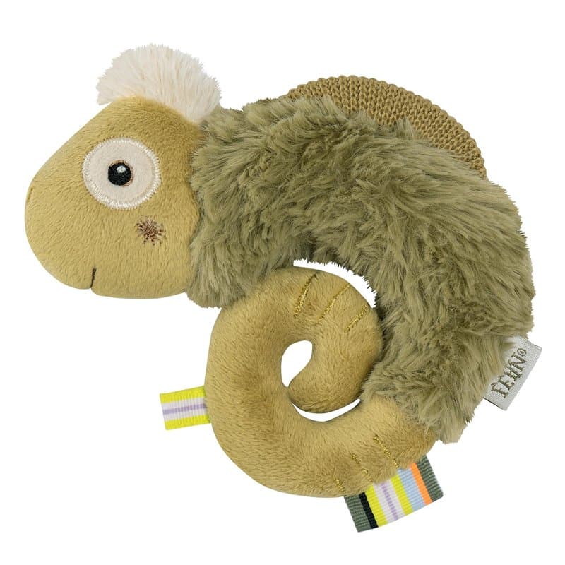 Fehn Anneau de Préhension Caméléon, Jouet de Motricité avec Hochet, pour un Apprentissage Précoce Ludique, Fidèle Compagnon pour
